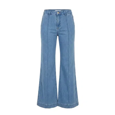 Adrift Clothing Blue Adrift Denim Wide Leg Jeans In Light Wash