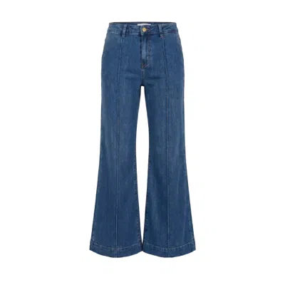 Adrift Clothing Blue Adrift Denim Wide Leg Jeans In Mid Wash