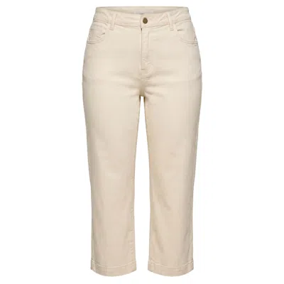 Adrift Clothing Neutrals Adrift Denim Cropped Straight Leg Jeans In Stone In White