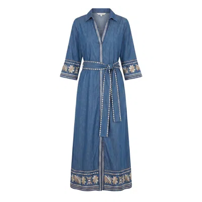 Adrift Clothing Women's Blue Anna Chambray Dress In Lyon