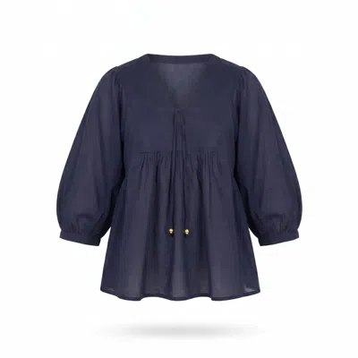 Adrift Clothing Women's Blue Cairo Boho Blouse In Navy