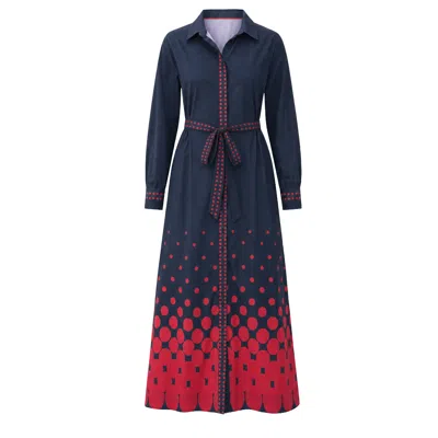 Adrift Clothing Women's Blue Gracie Collared Dress In Ombre Orbit
