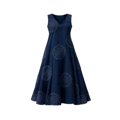 Adrift Clothing Women's Blue Suzie Reversible Swing Dress In Navy Manali