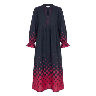 Adrift Clothing Women's Blue Tanya Gathered Dress In Ombre Orbit