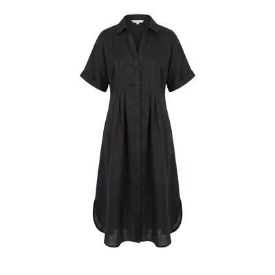 Adrift Clothing Women's Bridget Linen Pleated Dress In Black