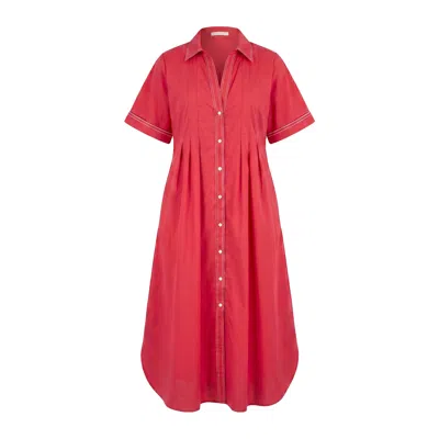 Adrift Clothing Women's Bridget Pleated Dress In Red Poplin