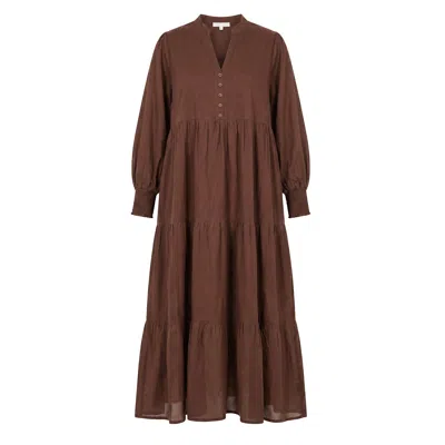 Adrift Clothing Women's Brown Sienna Billow Dress In Chocolate