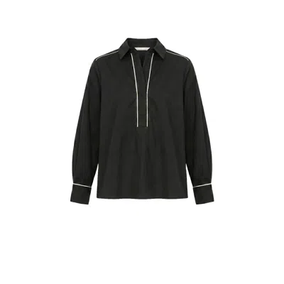 Adrift Clothing Women's Ella Collared Top In Black Outline