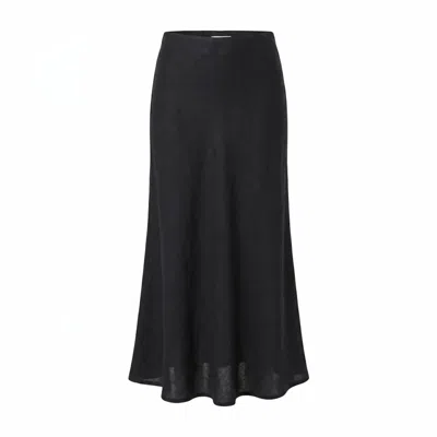 Adrift Clothing Women's Katie Bias Cut Linen Skirt In Black