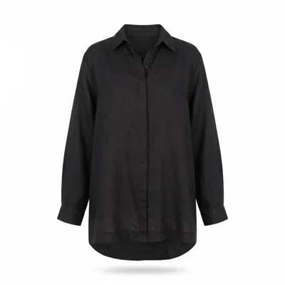 Adrift Clothing Women's Oversized Linen Boyfriend Shirt In Black
