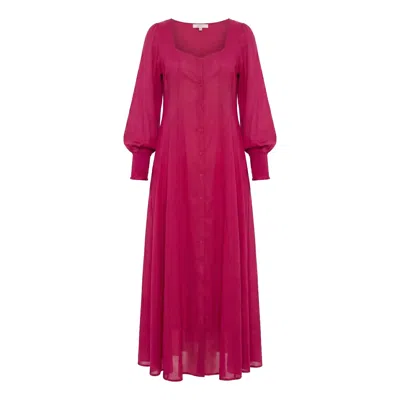 Adrift Clothing Women's Pink Ophelia Button Through Dress In Magenta
