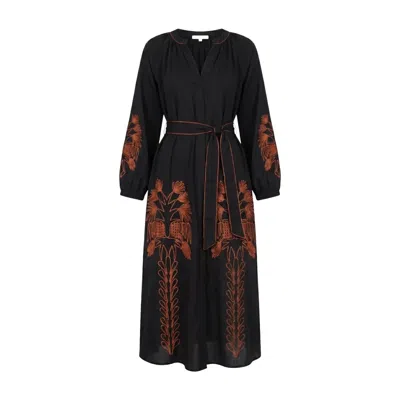 Adrift Clothing Women's Robin Belted Dress In Inkwell Black