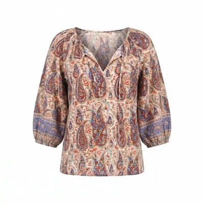 Adrift Clothing Women's White Delilah Swing Blouse In Kalamkari