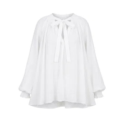 Adrift Clothing Women's Wren Billow Sleeve Blouse In White
