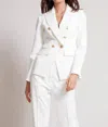 Adroit Atelier James Double Breasted Signature Stretch Blazer In White