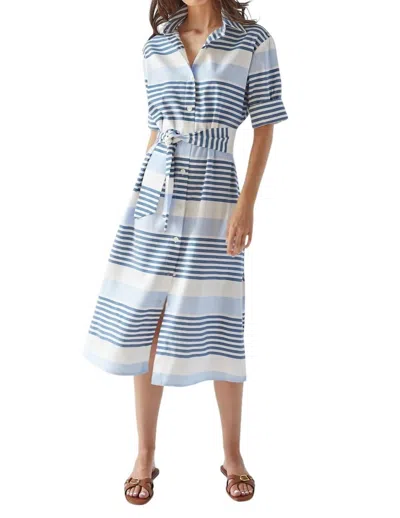 Adroit Atelier Randi Long Shirtdress In Blue Stripe