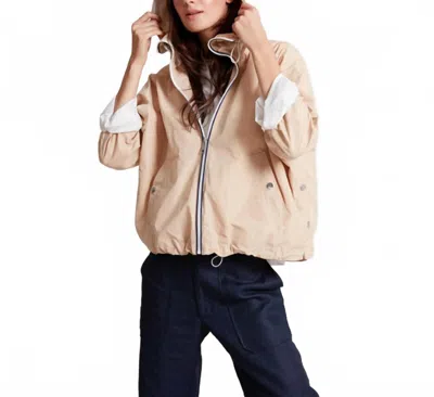 Adroit Atelier Ryder Side Snap Zip Up Bomber Jacket In Sand In Neutral