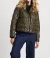 Adroit Atelier Shelby Short Hooded Quilted Jacket In Army Green In Green