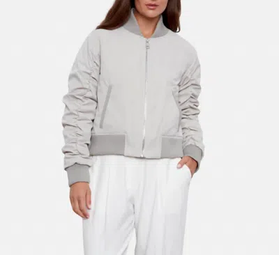 Adroit Atelier Siara Long Sleeve Bomber Jacket In Elephant In White