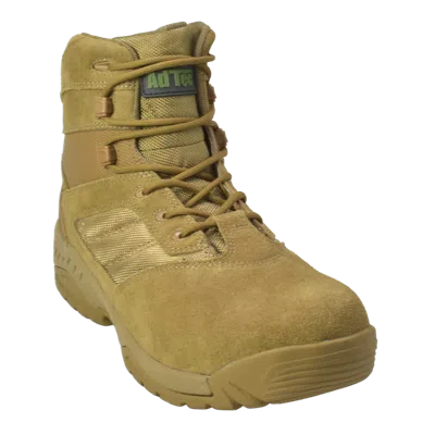 Adtec 6" Suede Leather Side Zipper Tactical Boots In Brown