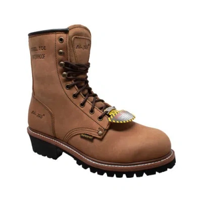 Adtec 9" Waterproof Steel Toe Logger Boots In Brown