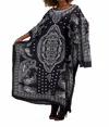 Advance Apparel Geometric Print Kaftan In Black Base With White Pattern In Black