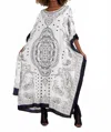 Advance Apparel Geometric Print Kaftan In White Base With Black Pattern In White