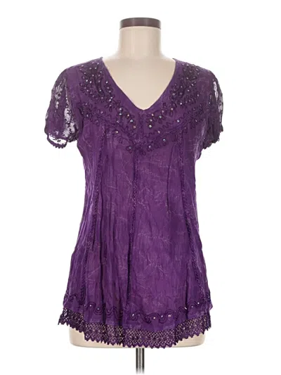 Pre-owned Advance Apparels Short Sleeve Blouse In Purple