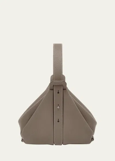 Advene The Age Pebbled Leather Pouch Top-handle Bag In Brown