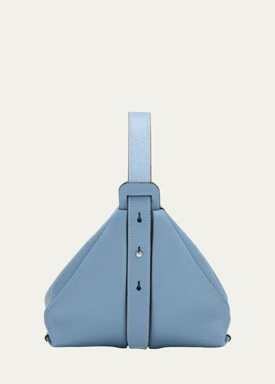 Advene The Age Pebbled Leather Pouch Top-handle Bag In Blue