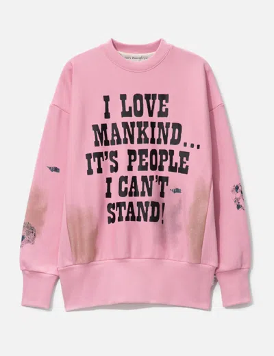 Advisory Board Crystals Abc. I Love Mankind But… Sweatshirt In Pink