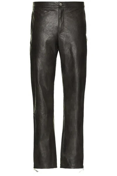 Advisory Board Crystals Aged Faux Leather Zip Pant In Black