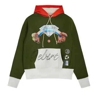 Pre-owned Advisory Board Crystals Birthstone #4 April Hoodie 'green/natural/orange' | Men's Size L