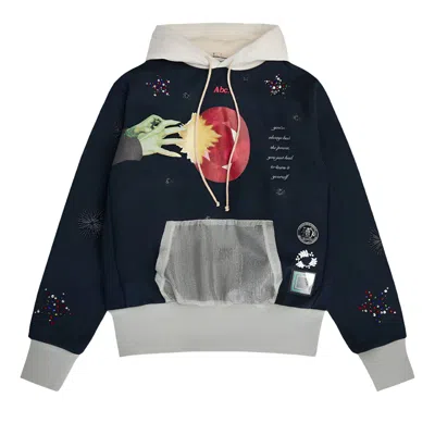 Pre-owned Advisory Board Crystals Birthstone Hooded Sweatshirt #07 'navy/white/grey' | Blue | Men's Size L