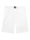 Advisory Board Crystals Buckle-fastening Logo Shorts In White