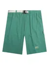 Advisory Board Crystals Buckle-fastening Patch-pocket Shorts In Green