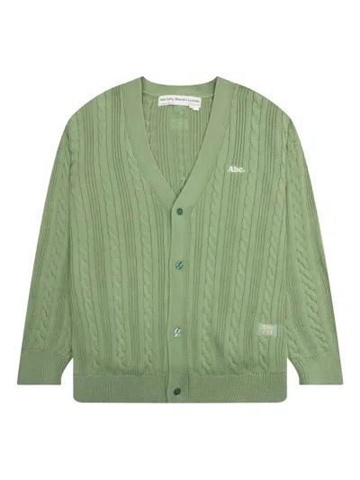 Advisory Board Crystals Cable Knit Cardigan In Green