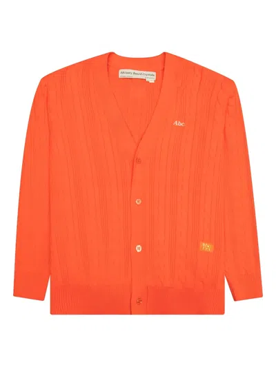 Advisory Board Crystals Cable-knit Cardigan In Orange