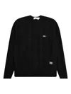 Advisory Board Crystals Cable-knit Crew-neck Sweater In Black