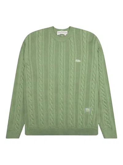 Advisory Board Crystals Cable-knit Crew-neck Sweater In Green