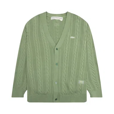 Pre-owned Advisory Board Crystals Cableknit Cardigan 'aventurine Green' | Men's Size Xl