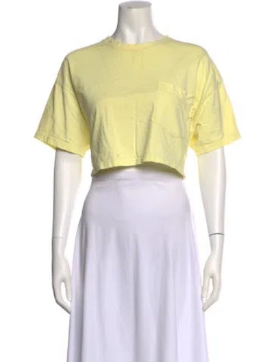 Pre-owned Advisory Board Crystals Crew Neck Short Sleeve Crop Top In Yellow