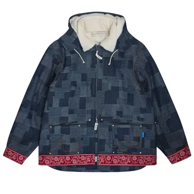 Pre-owned Advisory Board Crystals Crystal Rivet Patchwork Denim Hoodie 'blue/red' | Men's Size S