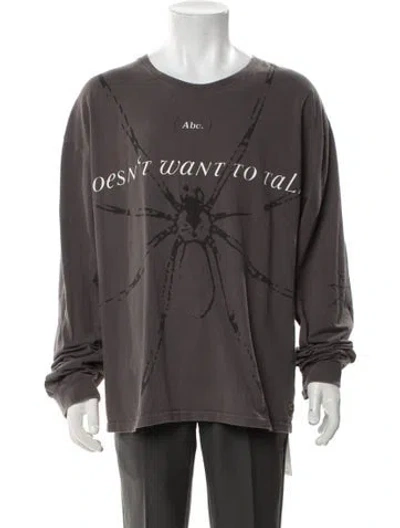 Pre-owned Advisory Board Crystals Graphic Print Crew Neck Henley In Gray