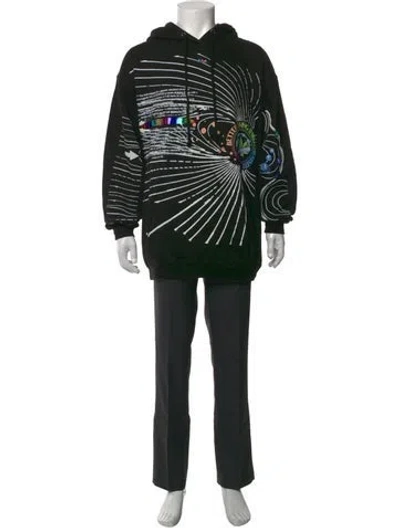 Pre-owned Advisory Board Crystals Graphic Print Crew Neck Hoodie In Black