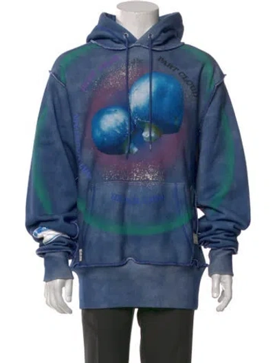 Pre-owned Advisory Board Crystals Graphic Print Crew Neck Hoodie In Blue