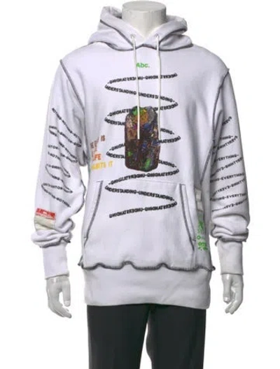 Pre-owned Advisory Board Crystals Graphic Print Crew Neck Hoodie In White