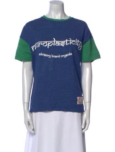 Pre-owned Advisory Board Crystals Graphic Print Crew Neck T-shirt In Blue