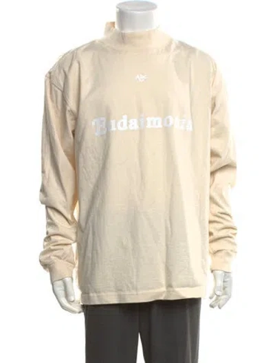 Pre-owned Advisory Board Crystals Graphic Print Mock Neck T-shirt In Neutrals