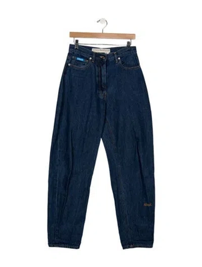 Pre-owned Advisory Board Crystals High-rise Straight Leg Jeans In Blue